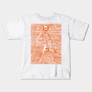 Orange Halloween Text Skeleton Kids T-Shirt